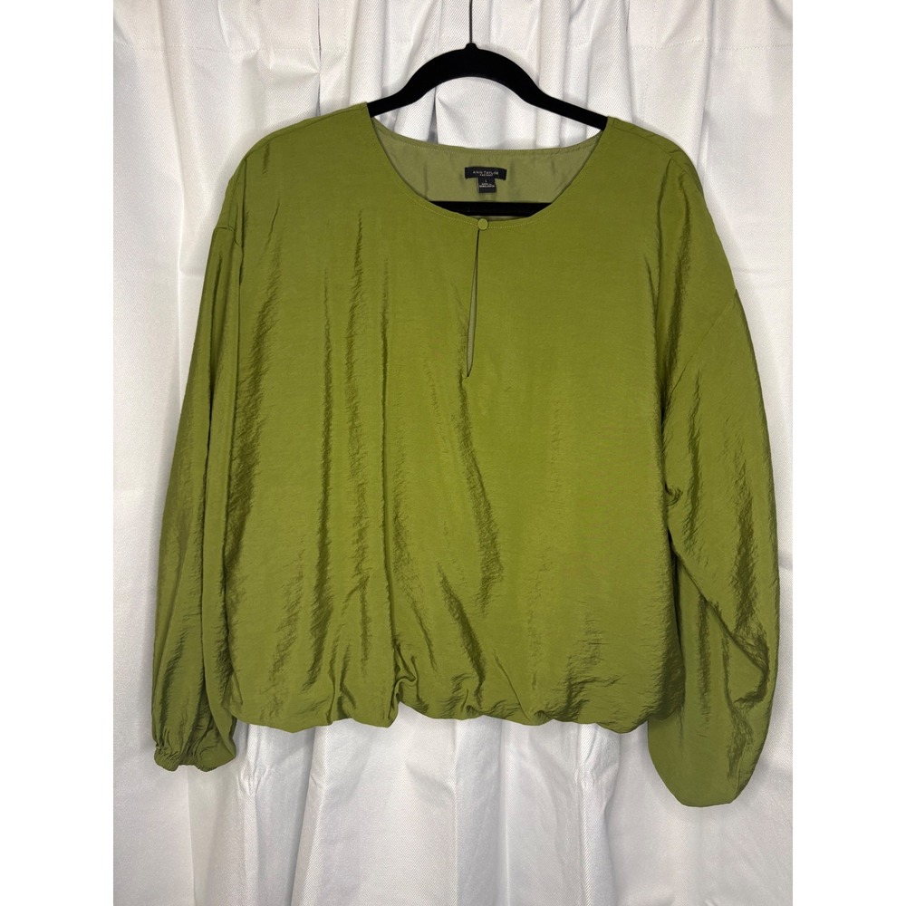 Ann Taylor Luminous Chartreuse Blouson Keyhole Blouse Sophisticated Minimalist